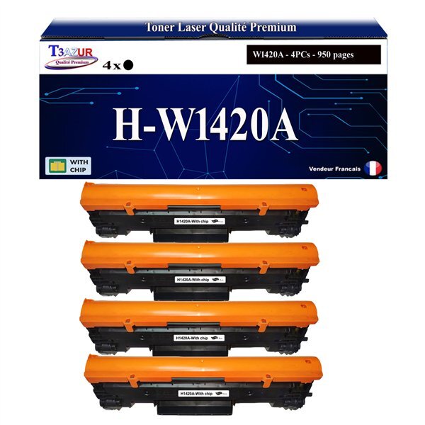 T3AZUR -4x Toners compatibles avec HP W1420A (142A) pour HP LaserJet MFP M139  M139w M140 M140w M141 M141w M142 M142w