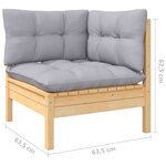 vidaXL Salon de jardin 12 Pièces avec coussins gris Bois de pin massif