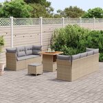 vidaXL Ensemble de canapé de jardin 10 Pièces Beige polyrotin