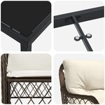 vidaXL Ensemble de Salle à Manger de Jardin 7 Pièces avec Coussins en Rattan Poly Marron