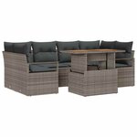 vidaXL Ensemble de canapé de jardin 7 Pièces Gris Poly rotin