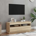 vidaXL Meuble TV avec lumières LED chêne sonoma 100x35x40 cm
