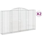 vidaXL Paniers à gabions arqués 2 Pièces 300x30x160/180 cm fer galvanisé