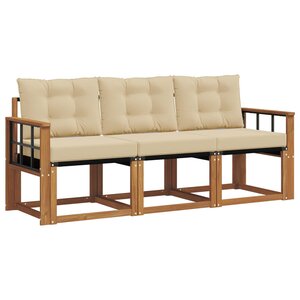vidaXL Ensemble de canapés d'extérieur 3 Pièces Naturel et Beige
