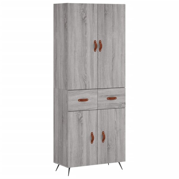 vidaXL Buffet haut Sonoma gris 69 5x34x180 cm Bois d'ingénierie