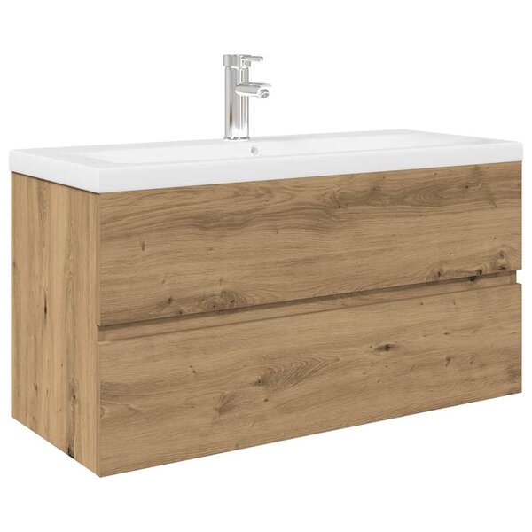 vidaXL Meuble lavabo avec bassin et robinet intégrés chêne artisanal