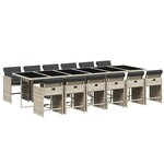 vidaXL Ensemble à manger de jardin et coussins 13 Pièces gris clair rotin
