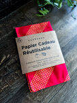 Furoshiki Pour un Flirt Rouge Coquelicot – Emballage Cadeau Réutilisable Coton Recyclé – Taille S 35x35 cm
