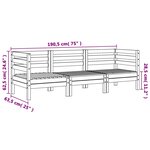vidaXL Canapé de jardin 3 places cire marron bois de pin massif