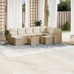 vidaXL Salon de jardin avec coussins 10 Pièces beige résine tressée
