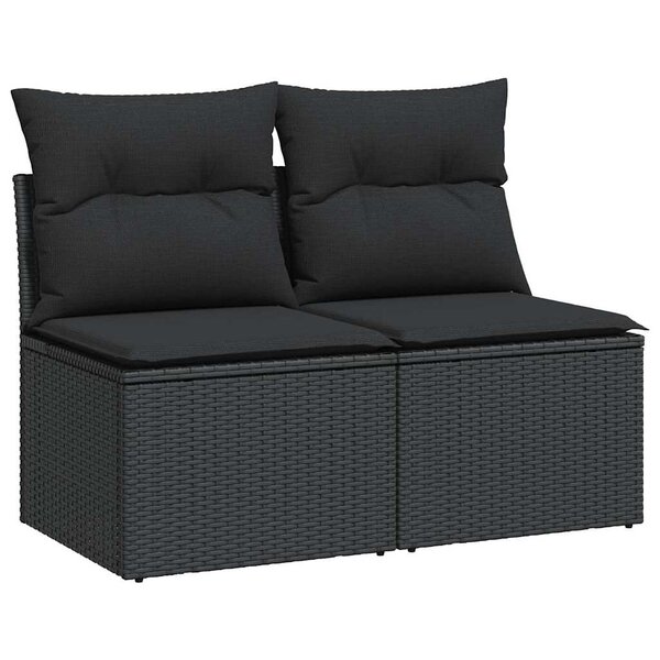 vidaXL Salon de jardin avec coussins 2 Pièces noir résine tressée acacia
