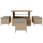 vidaXL Ensemble salle à manger jardin 4 pièces avec coussins Beige Poly Rotin Acacia