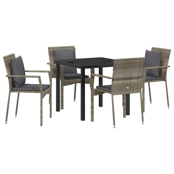 vidaXL Ensemble de salle à manger pour jardin 5 Pièces Gris Poly rotin