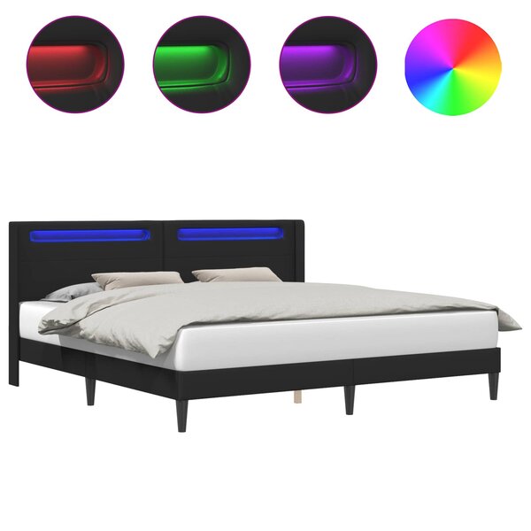 vidaXL Cadre de lit avec bandes LED Noir 200 x200 cm Simili cuir
