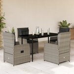 vidaXL Ensemble à manger de jardin et coussins 5 Pièces gris clair rotin
