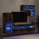 vidaXL Unités murales TV avec LED 6 Pièces chêne fumé bois d'ingénierie
