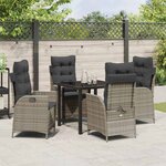 vidaXL Ensemble de salle à manger pour jardin 5 Pièces Gris polyrotin