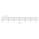 vidaXL Clôture de jardin avec dessus en cerceau Acier 10 2 x 1 m Noir