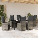vidaXL Ensemble de salle à manger de jardin 7 pièces avec coussins en rotin gris