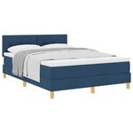 vidaXL Lit à ressorts avec coussin Bleu 140 x 190 cm tissu