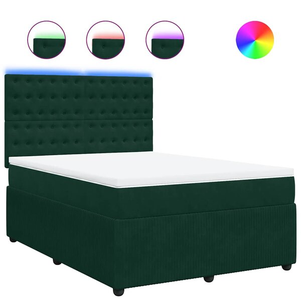 vidaXL Sommier à lattes de lit et matelas Vert foncé 140x200cm Velours