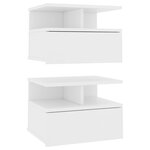 800406 vidaXL Tables de chevet flottantes 2 Pièces Blanc Bois ingénierie