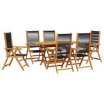 vidaXL Ensemble de Salle à Manger de Jardin 7 Pièces - Bois d'Acacia Noir avec Rattan Synthétique