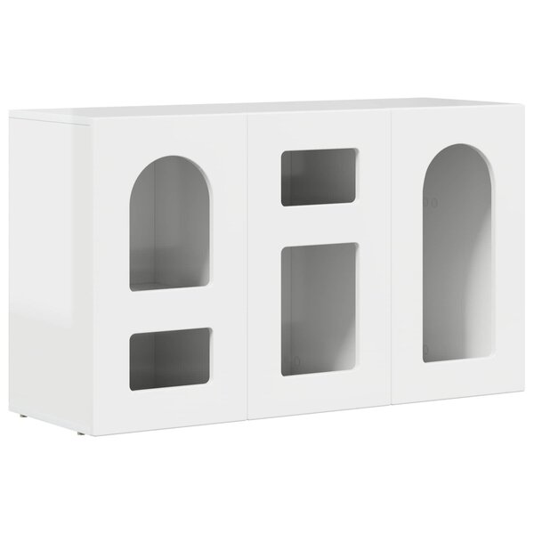 vidaXL Buffet Blanc brillant 100 x 35 x 59 cm Bois d'ingénierie