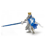 Statue du Roi au Dragon Bleu en Armure d'Or et d'Argent
