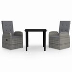 vidaXL Ensemble de salle à manger de jardin avec coussins 3 Pièces Gris