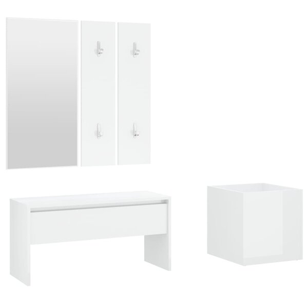 vidaXL Ensemble de meubles de couloir Blanc brillant Bois d'ingénierie