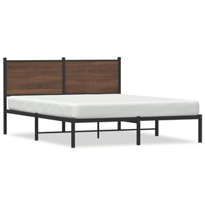 vidaXL Cadre de lit en métal sans matelas chêne marron 150x200 cm