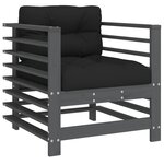 vidaXL Salon de jardin 7 Pièces avec coussins gris bois massif