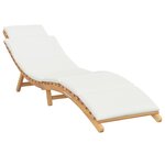 vidaXL Transat Blanc crème 188 x 55 x 59 cm Bois de teck solide