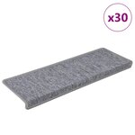 vidaXL Tapis d'escalier 30 pièces 65 x 21 x 4 cm Gris clair Bord rectangulaire