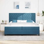 vidaXL Lit à ressort LED avec matelas Bleu foncé 200 x 200 cm tissu