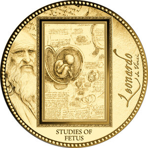 Monnaie STUDIES OF FETUS Da Vinci 1/200 Oz Or 5000 Francs Gabon (PRÉCOMMANDE)