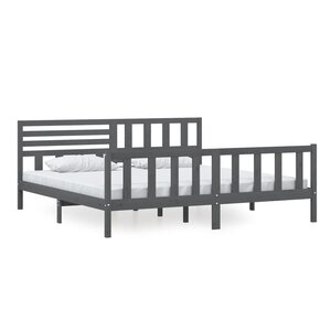 vidaXL Cadre de lit sans matelas gris bois massif 200x200 cm