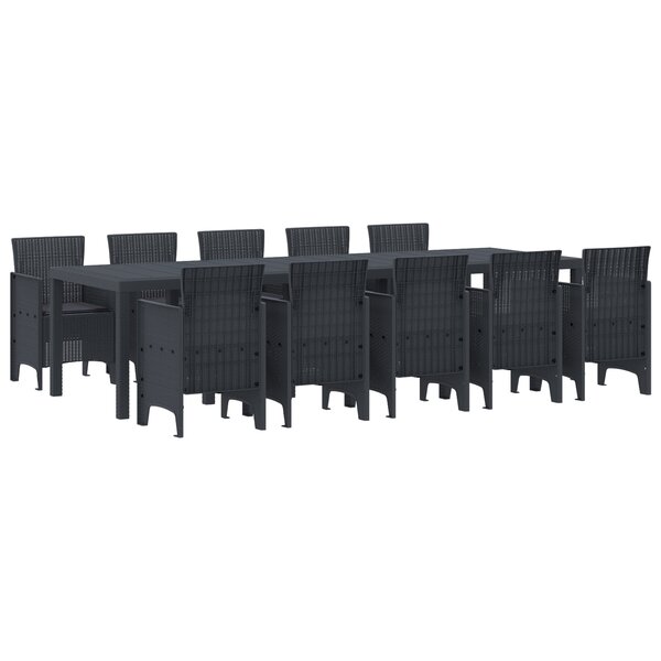 Ensemble de salle à manger de jardin 11 pièces vidaXL avec coussins Anthracite Poly Rattan