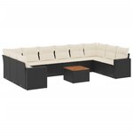 vidaXL Salon de jardin 11 Pièces avec coussins noir résine tressée
