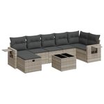 vidaXL Salon de jardin 8 Pièces avec coussins gris clair résine tressée