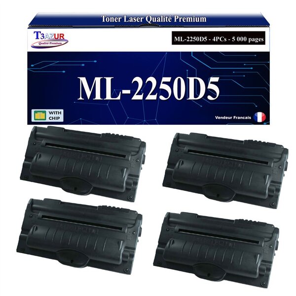 T3AZUR - 4x Toners compatibles avec Samsung ML-2250D5 ML2250D5 pour Samsung ML-2250 ML-2251N ML-2251NP ML-2251W ML-2252W