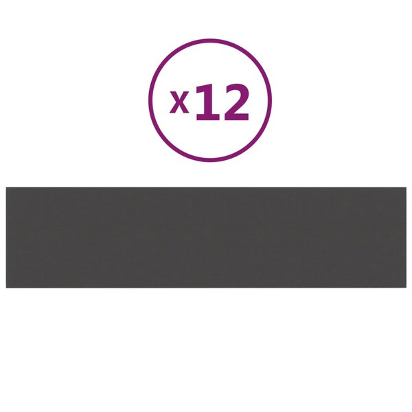 vidaXL Panneaux muraux 12 Pièces Gris foncé 60x15 cm Tissu 1 08 m²