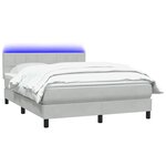 vidaXL Sommier à lattes de lit et matelas et LED gris clair 140x210cm velours