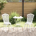 vidaXL Ensemble bistro de jardin 3 Pièces Blanc Aluminium