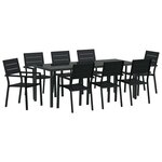 vidaXL Ensemble de salle à manger pour jardin 9 pc Noir