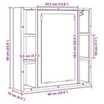 vidaXL Armoire de salle de bain avec miroir Chêne noir 60 x 16 x 60 cm Bois d'ingénierie