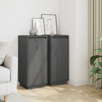 vidaXL Buffets 2 Pièces Gris 31 5x34x75 cm Bois massif de pin