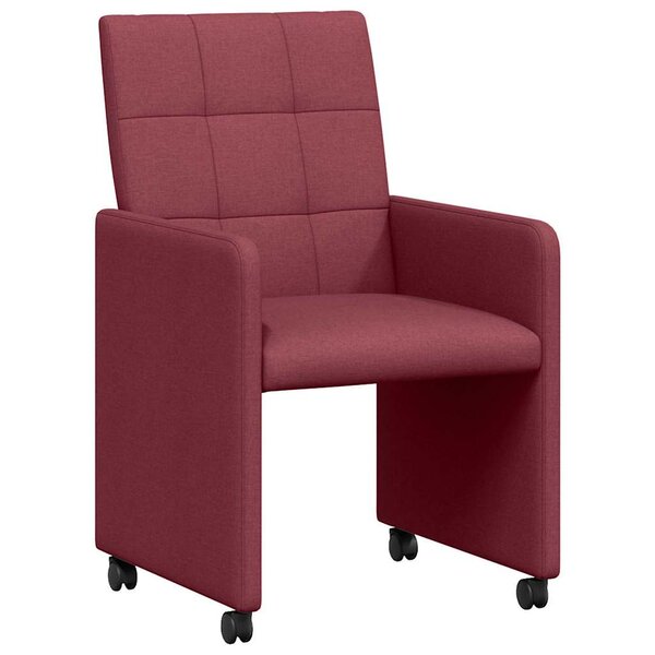 vidaXL Chaises de Salle à Manger avec Roues 2 Pièces Bordeaux tissu