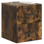 vidaXL Cabinet de chevet mural 2 Pièces Chêne fumé 34 5 x 33 x 40 cm